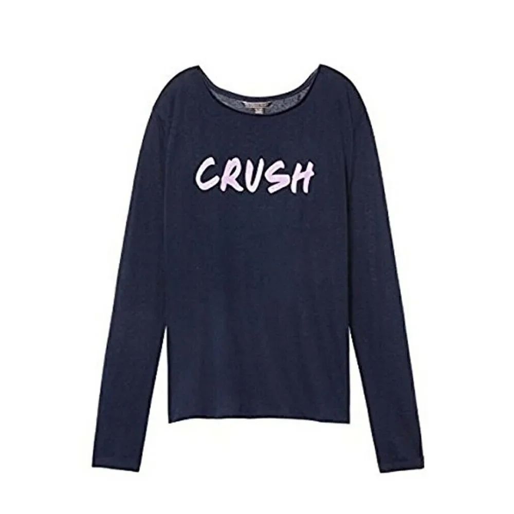 Victoria's Secret Crush Glitter Long Sleeve Sleep Top Pajama Blue XSmall